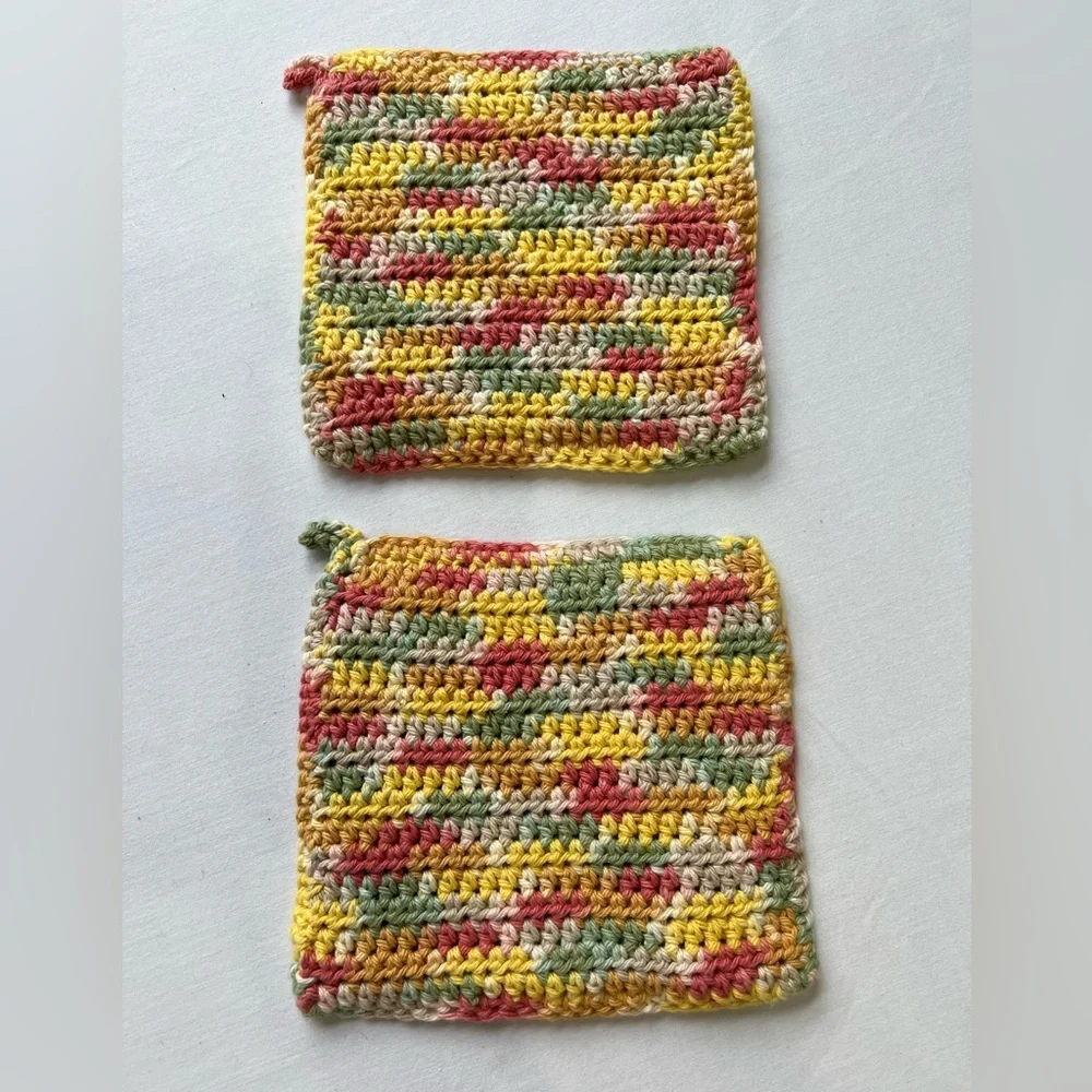 2 Hand Crocheted pot holders or Trivets